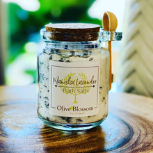 Load image into Gallery viewer, MANUKA LAVENDER | JAR OF 8 OZ BATH SALTS WITH SPOON