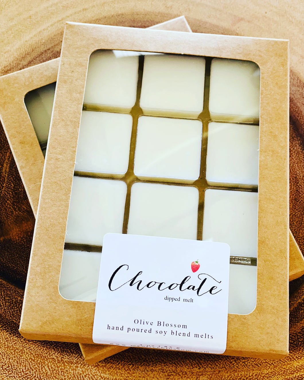 CHOCOLATE DIPPED | 12 BLOSSOM MELTS IN KRAFT BOX