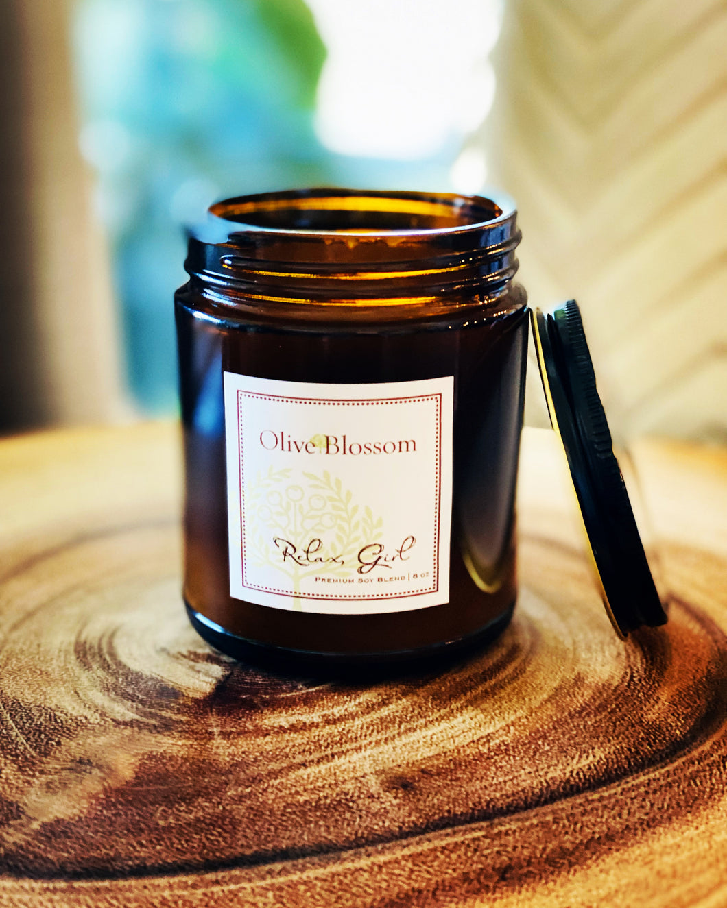 AMBER 8 OZ JAR CANDLE WITH LID
